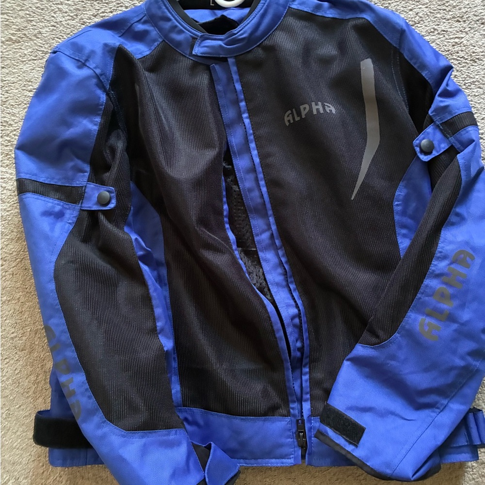 Alpha Blue and Black Motorcycle Jacket